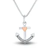 Diamond Anchor Pendant In Sterling Silver & 14K Rose Gold