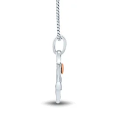Diamond Anchor Pendant In Sterling Silver & 14K Rose Gold