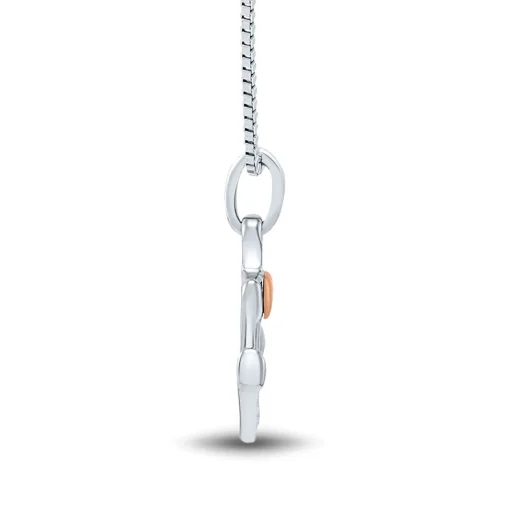 Diamond Anchor Pendant In Sterling Silver & 14K Rose Gold