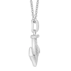 Diamond Anchor Pendant In Sterling Silver