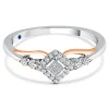 Diamond And Blue Sapphire Ring In 10K White And Rose Gold (1/7 Ct. Tw.)
