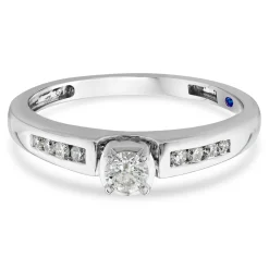 Diamond And Blue Sapphire Promise Ring In 10K White Gold (1/4 Ct. Tw.)