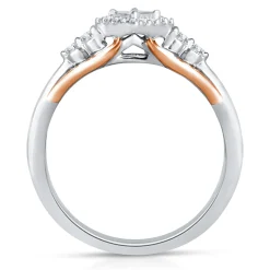 Diamond And Blue Sapphire Ring In 10K White And Rose Gold (1/7 Ct. Tw.)