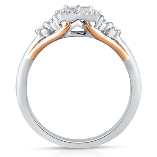 Diamond And Blue Sapphire Ring In 10K White And Rose Gold (1/7 Ct. Tw.)