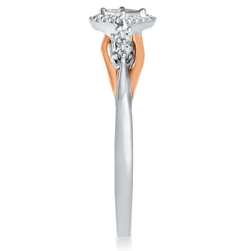 Diamond And Blue Sapphire Ring In 10K White And Rose Gold (1/7 Ct. Tw.)