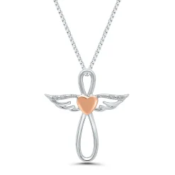 Diamond Angel Pendant In Sterling Silver