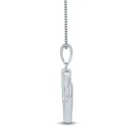 Diamond Angel Pendant With Heart In Sterling Silver & 14K Rose Gold