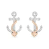 Diamond Ariel Anchor Stud Earrings In Sterling Silver & 10K Rose Gold (1/10 Ct. Tw.)