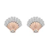 Diamond Ariel Shell Stud Earrings In Sterling Silver & 10K Rose Gold (1/8 Ct. Tw.)