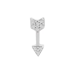 Diamond Arrow Single Stud Earring In 10K White Gold