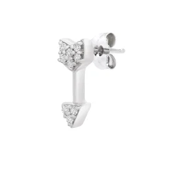 Diamond Arrow Single Stud Earring In 10K White Gold