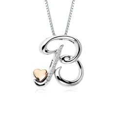 Diamond" B" Initial Necklace