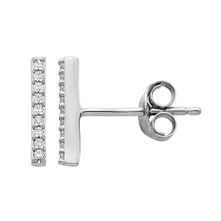 Diamond Bar Earrings In 10K White Gold