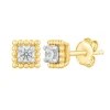 Diamond Beaded Square Halo Earring In 10K Yellow Gold (1/8 Ct. Tw.)