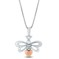 Diamond Bee Pendant In Sterling Silver