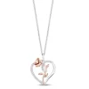 Diamond Belle Rose Heart Pendant In Sterling Silver And 10K Rose Gold (1/10 Ct. Tw.)