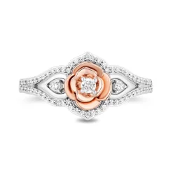 Diamond "Belle" Rose Ring In Sterling Silver & 10K Rose Gold (1/5 Ct. Tw.)