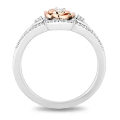 Diamond "Belle" Rose Ring In Sterling Silver & 10K Rose Gold (1/5 Ct. Tw.)