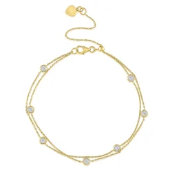 Diamond Bezel Two-Row Bracelet In 10K Yellow Gold (1/4 Ct. Tw.)