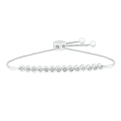 Diamond Bolo Bracelet With Bezel-Setting In Sterling Silver (1/4 Ct. Tw.)