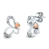 Diamond Butterfly Earrings In Sterling Silver