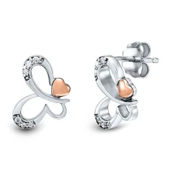 Diamond Butterfly Earrings In Sterling Silver