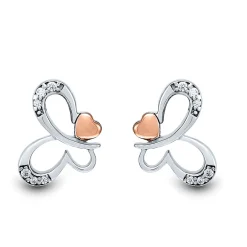 Diamond Butterfly Earrings In Sterling Silver