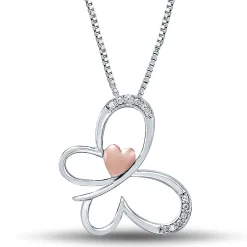 Diamond Butterfly Pendant In Sterling Silver