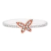 Diamond Butterfly Ring In Sterling Silver & 10K Rose Gold