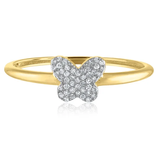 Diamond Butterfly Ring In 14K Yellow Gold (1/10 Ct.Tw.)