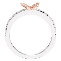 Diamond Butterfly Ring In Sterling Silver & 10K Rose Gold