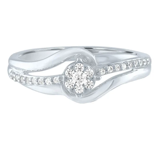 Diamond Bypass Promise Ring In Sterling Silver (1/7 Ct. Tw.)