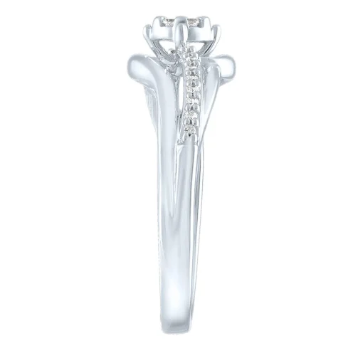 Diamond Bypass Promise Ring In Sterling Silver (1/7 Ct. Tw.)