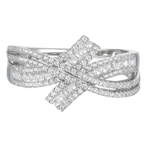 Diamond Bypass Ring In 10K White Gold (1/2 Ct. Tw.)