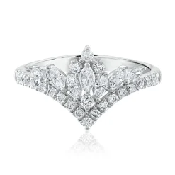 Diamond Chevron Ring In 14K White Gold (7/8 Ct. Tw.)