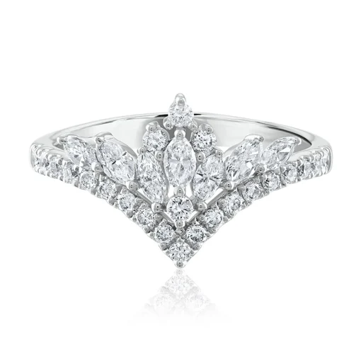 Diamond Chevron Ring In 14K White Gold (7/8 Ct. Tw.)