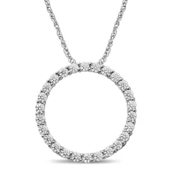 Diamond Circle Pendant In 10K White Gold (1/2 Ct. Tw.)