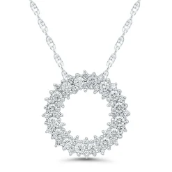 Diamond Circle Pendant With Prong Edges In 10K White Gold (3/8 Ct. Tw.)