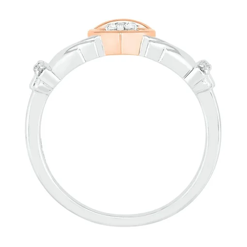 Diamond Claddagh Ring In Sterling Silver & 10K Rose Gold