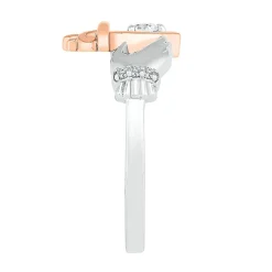 Diamond Claddagh Ring In Sterling Silver & 10K Rose Gold
