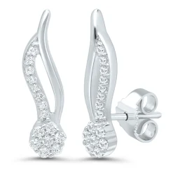 Diamond Climber Earrings In 10K White Gold (1/8 Ct. Tw.)