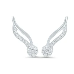 Diamond Climber Earrings In 10K White Gold (1/8 Ct. Tw.)