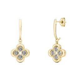 Diamond Clover Drop Stud Earrings In 14K Yellow Gold (1/4 Ct. Tw.)
