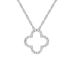 Diamond Clover Pendant In 10K White Gold (1/8 Ct. Tw.)