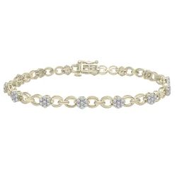 Diamond Cluster Chain Link Bracelet In 10K Yellow Gold (1 Ct. Tw.)