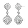 Diamond Cluster Drop Earrings In 14K White Gold (1 ½ Ct. Tw.)