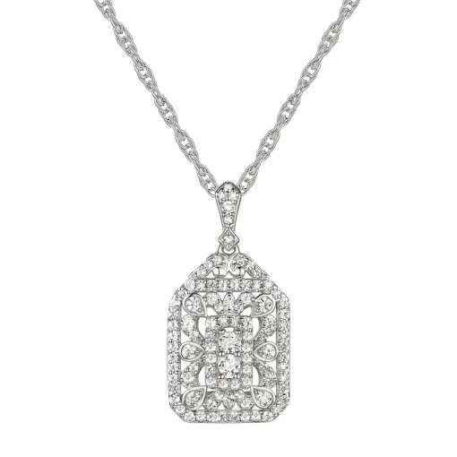 Diamond Cluster Drop Pendant In 10K White Gold (1/2 Ct. Tw.)