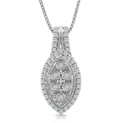 Diamond Cluster Halo Pendant In Sterling Silver (1/4 Ct. Tw.)