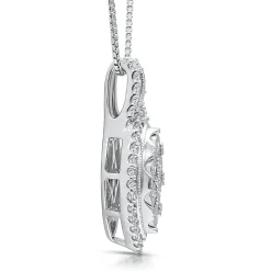 Diamond Cluster Halo Pendant In Sterling Silver (1/4 Ct. Tw.)