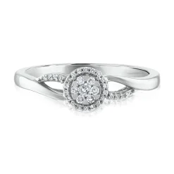 Diamond Cluster Halo Ring In 10K White Gold (1/10 Ct. Tw.)